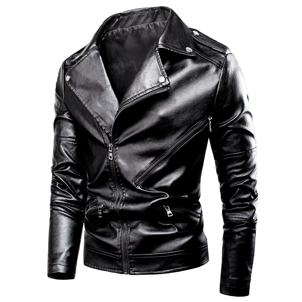 Ucrazy Men Autumn New Casual Moto Leather Jacket Coat Men Fashion Vintage Outfit Zipper Distressed Faux Leather Jackets Men 201120