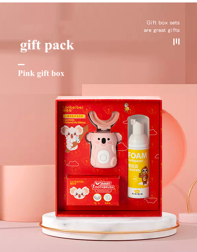 Children's U-Shaped Electric Toothbrush Baby Gift Box Explosion Cartoon Brush Gift Wholesale IPX7 Waterproof Magnetic Charging