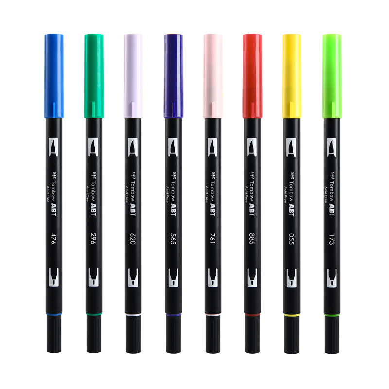 Japan Tombow ABT Dual Water Brush pen & Fine Tip Pen Professional CalligraphyArt Marker Pen for Bullet Journaling Card Making 201211