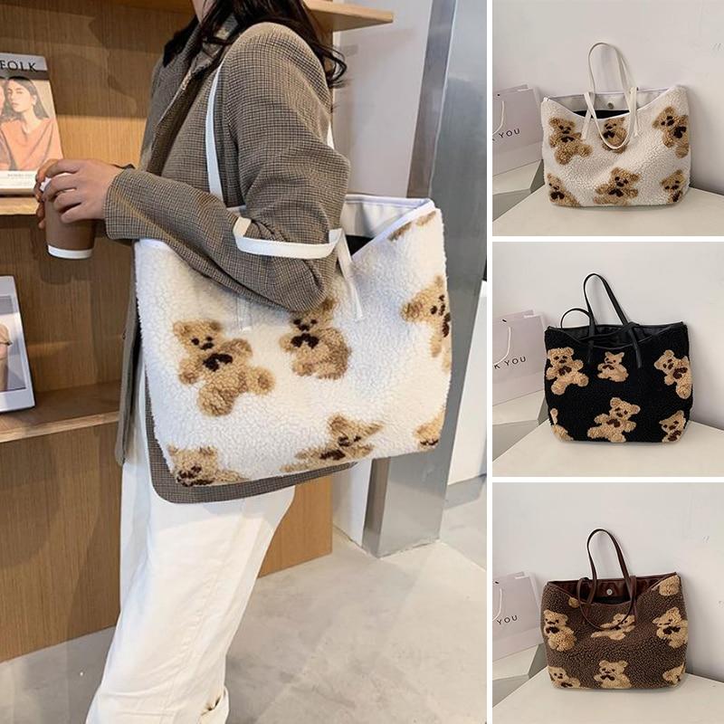 Korean Plush Bear Shoulder Bag Female Large Capacity Canvas Tote Student Handbag, Wt
Korean Plush Bear Shoulder Bag Female Large Capacity Canvas Tote Student Handbag, Wt