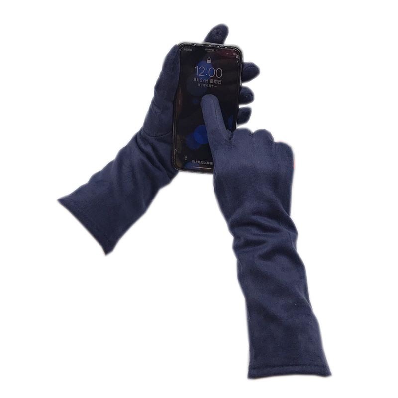 Winter ladies long suede fashion suede glove touch screen thick black gray beige dark blue brown light gray red composite suede 201021