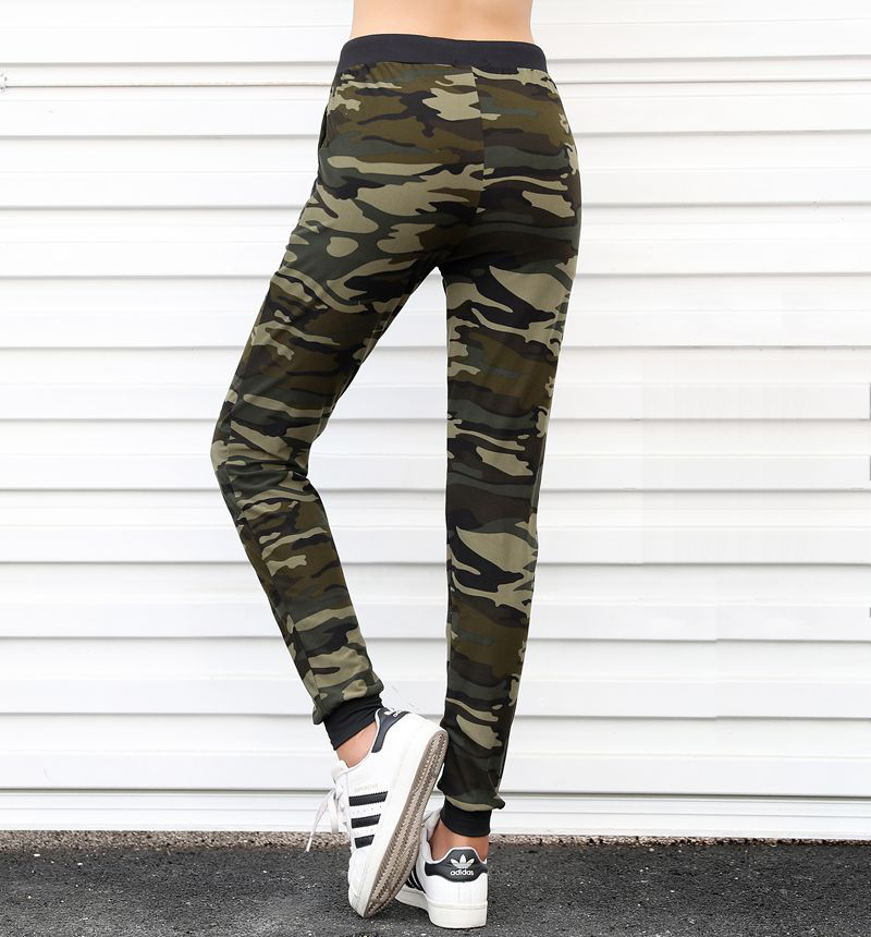 RYLANGUAGE Camouflage Joggers Women Sweatpants Harem Camo Pants Drawstring Pantalones femme Mujer Female High Waist Pocket Tight 201106