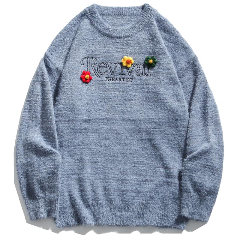Letter Embroidery Knitwear Flower Decoration Winter Sweater Men Women 2020 Knitted Streetwear Harajuku Sweaters Casual Outwear, Blue
Letter Embroidery Knitwear Flower Decoration Winter Sweater Men Women 2020 Knitted Streetwear Harajuku Sweaters Casual Outwear, Blue