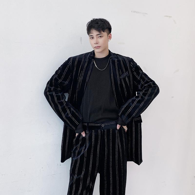 New Male Velvet Bright Diamond Stripes Vintage Casual Suit Blazers Jacket Straight Pant Men 2 Pieces Suits Sets Jacket+pant, Black
New Male Velvet Bright Diamond Stripes Vintage Casual Suit Blazers Jacket Straight Pant Men 2 Pieces Suits Sets Jacket+pant, Black