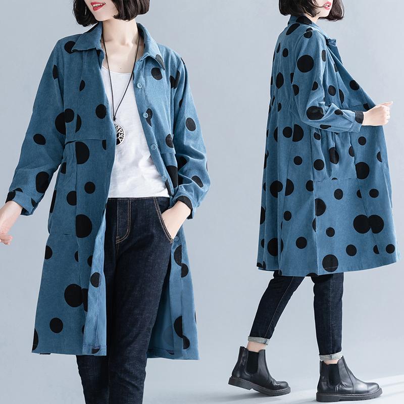 Trench Coat Women's Corduroy Long Coat 2020 Spring Autumn The New Single-breasted Dot Print Coats Ladies Elegant Shirt Dress, Blue
Trench Coat Women's Corduroy Long Coat 2020 Spring Autumn The New Single-breasted Dot Print Coats Ladies Elegant Shirt Dress, Blue