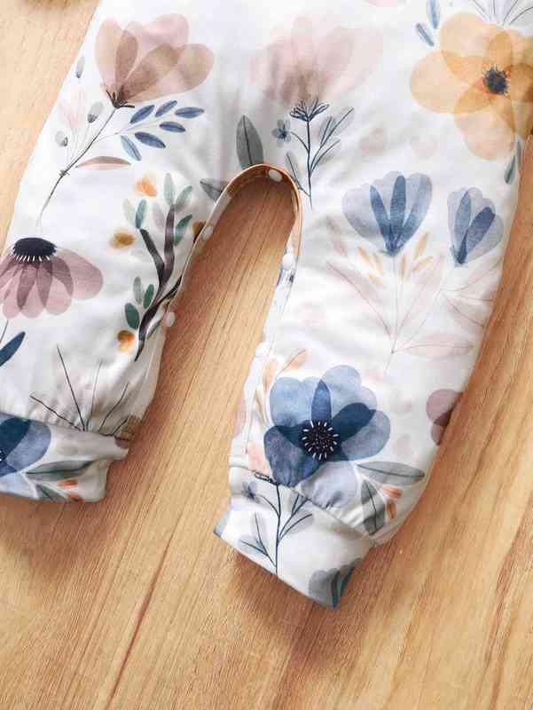 Baby Floral Print Jumpsuit & Open Front Jacket SHE