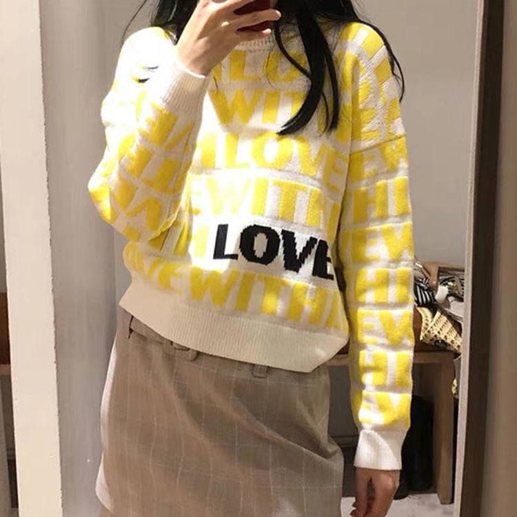Thick Women Sweater Love Letters Pattern Jacquard Sweater Women Knitted Pullovers Long Sleeve Winter Cool Runway Sweaters Tops 201017