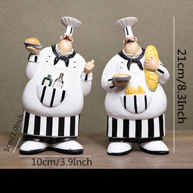 VILEAD 26cm 2Pcs/Set Resin Wall Hanging Chef Figurines Vintage Creative Ornaments For Home Christmas Decoration Supplies Gifts T200710