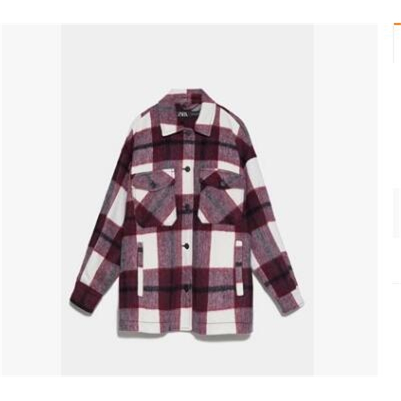 Vintage Stylish Pockets Oversized Plaid Jacket Coat Women Fashion Lapel Collar Long Sleeve L fashion shirt jacket 201112