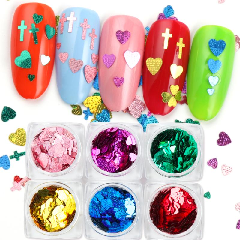6 Boxes Holographic Nail Sequins Colorful Laser Heart Cross Shape Nail Art Flakes Glitter Design DIY 3D Manicure Decoration Tips
6 Boxes Holographic Nail Sequins Colorful Laser Heart Cross Shape Nail Art Flakes Glitter Design DIY 3D Manicure Decoration Tips