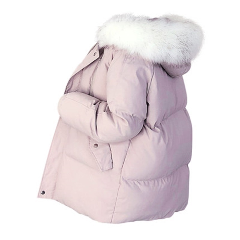 Ladies Down Coat Fur Collar Womens 2019 Winter Jacket Female Loose Short White Duck Down Jacket Thick Warm Down Jacket T200805
