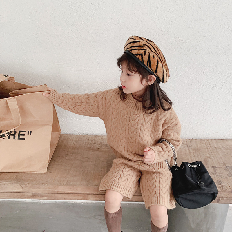 Toddler Baby Girls Clothing Sets Fall Winter Cardigan Sweater+Shorts Infant Baby Girls Knit Suit children clothes from 2 to 7 yX1019