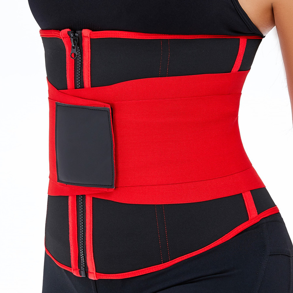 Neoprene/Latex 7 Spiral Steels Boned Sweat Waist Trainer Corset Trimmer Belt for Women Waist Cincher Body Shaper Slimmer Black Red