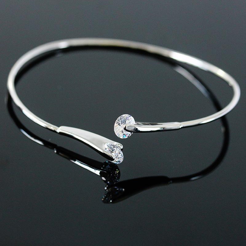 Round Shiny Crystal On Top Double Heads Opening Thin Band Bracelets & Bangles for Women
Round Shiny Crystal On Top Double Heads Opening Thin Band Bracelets & Bangles for Women