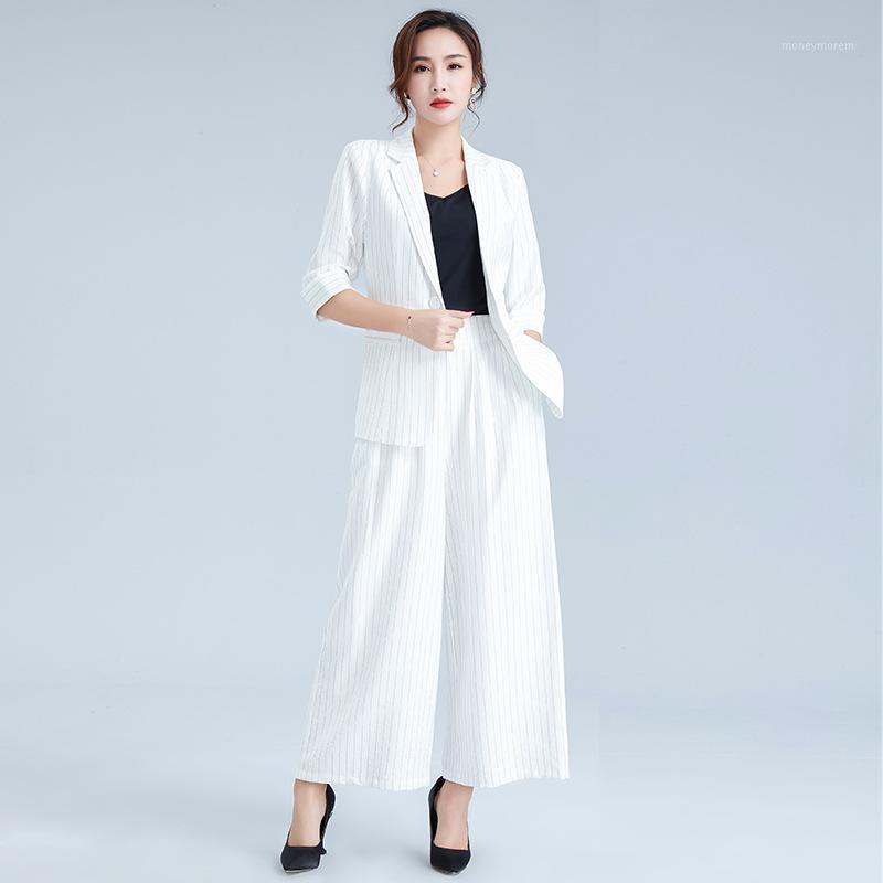 Spring 2020 New Striped Small Suit Wide-leg Pants Suit Women's Five-point Sleeve One Buckle Temperament Two-piece1, Two-piece set
Spring 2020 New Striped Small Suit Wide-leg Pants Suit Women's Five-point Sleeve One Buckle Temperament Two-piece1, Two-piece set