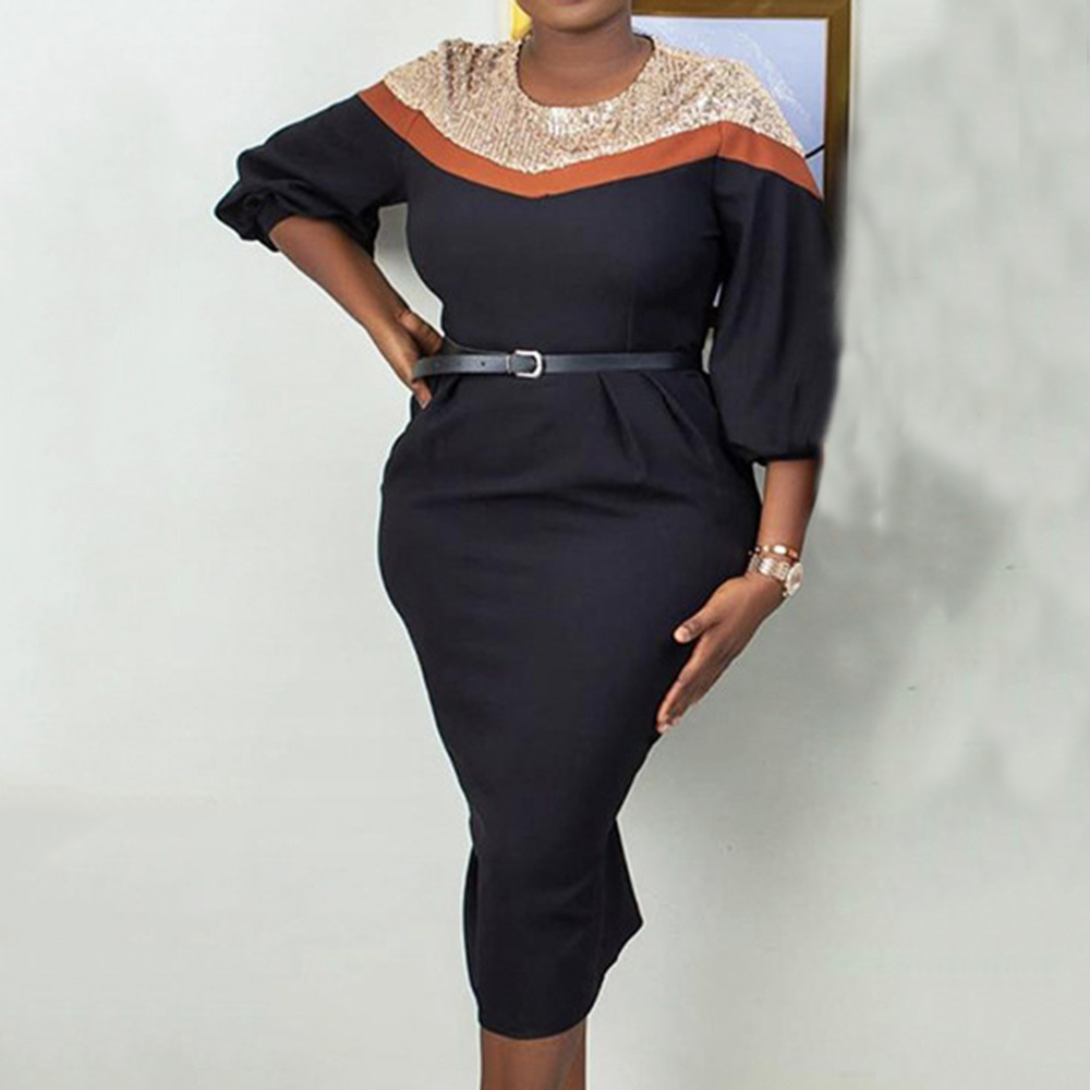 2021 African Women Plus Size Cuts Block Color Sequins the Middle Neck of Office Calf Ladies Dressed Women's Robes J34h, Black
2021 African Women Plus Size Cuts Block Color Sequins the Middle Neck of Office Calf Ladies Dressed Women's Robes J34h, Black