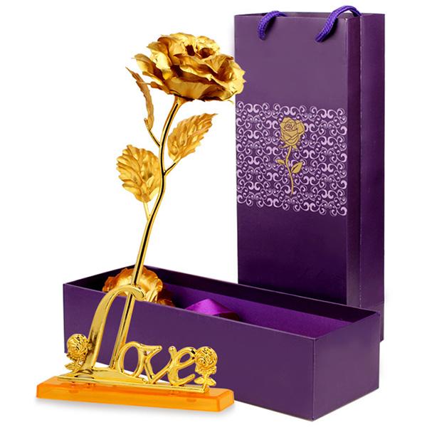 24K Foil Plated Rose Gold Rose Mother Day Valentine'S Day Present Gift Gold Plated Flower Holiday Wedding Party Decoration, Deep sky blue 
24K Foil Plated Rose Gold Rose Mother Day Valentine'S Day Present Gift Gold Plated Flower Holiday Wedding Party Decoration, Deep sky blue