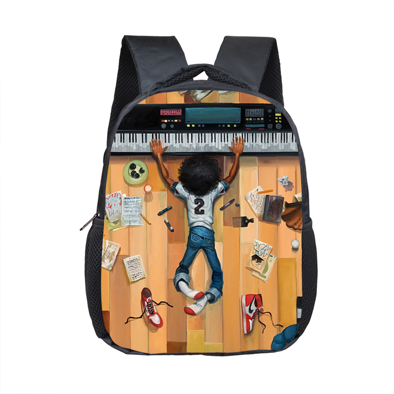 Cartoon Africa American Boys Print Children School Bags Brown Afro Science Boys Kindergarten Backpack Small Toddler Bag Bookbag LJ201029
