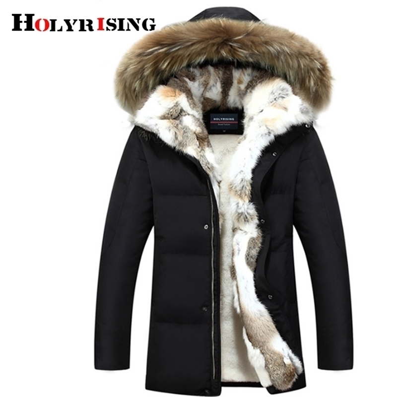Holyrising Men and Women Thick Down Jacket Winter Warm Waterproof Big Raccoon Fur Collar Fit -30 degrees S-5XL size 18640-5 201225