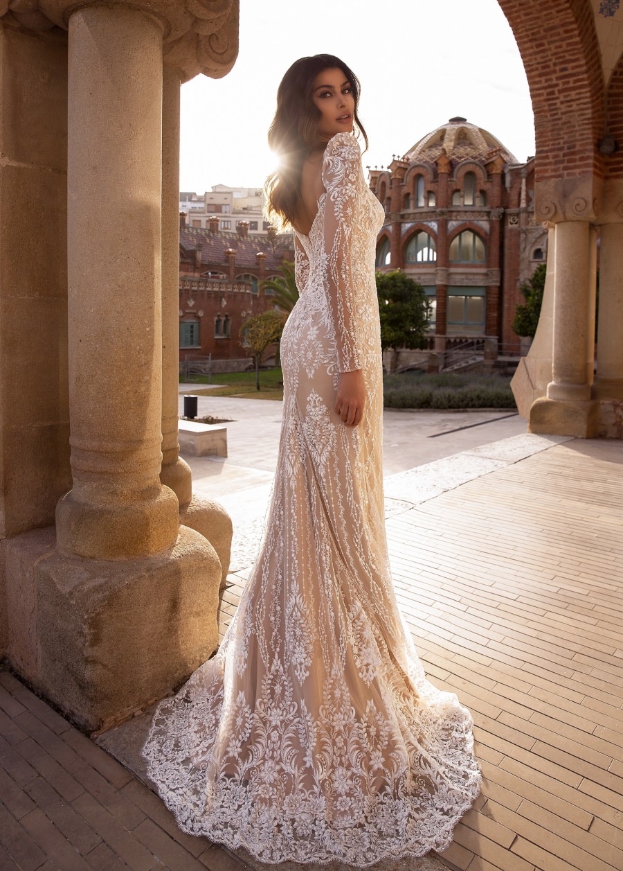 Mermaid Charming Lace Wedding Dresses With Detachable Train Sweetheart Neck Long Sleeves Bridal Gowns Robe De Marie