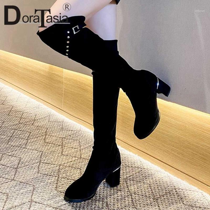 DORATASIA New Ladies Thick High Heels Over The Knee Boots Concise Rivet Buckle Thigh High Boots Women Party Office Shoes Woman1, Black
DORATASIA New Ladies Thick High Heels Over The Knee Boots Concise Rivet Buckle Thigh High Boots Women Party Office Shoes Woman1, Black