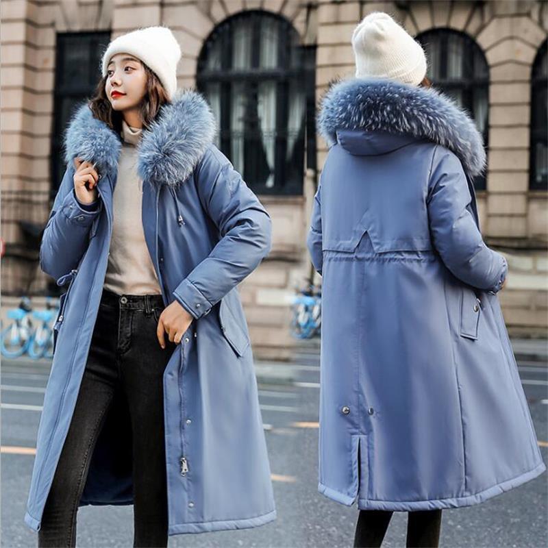 Winter Jacket Parkas 30 Degree Women's Winter Long Coats Hooded Fur Collar Thick Warm Winter Jackets Women 201019