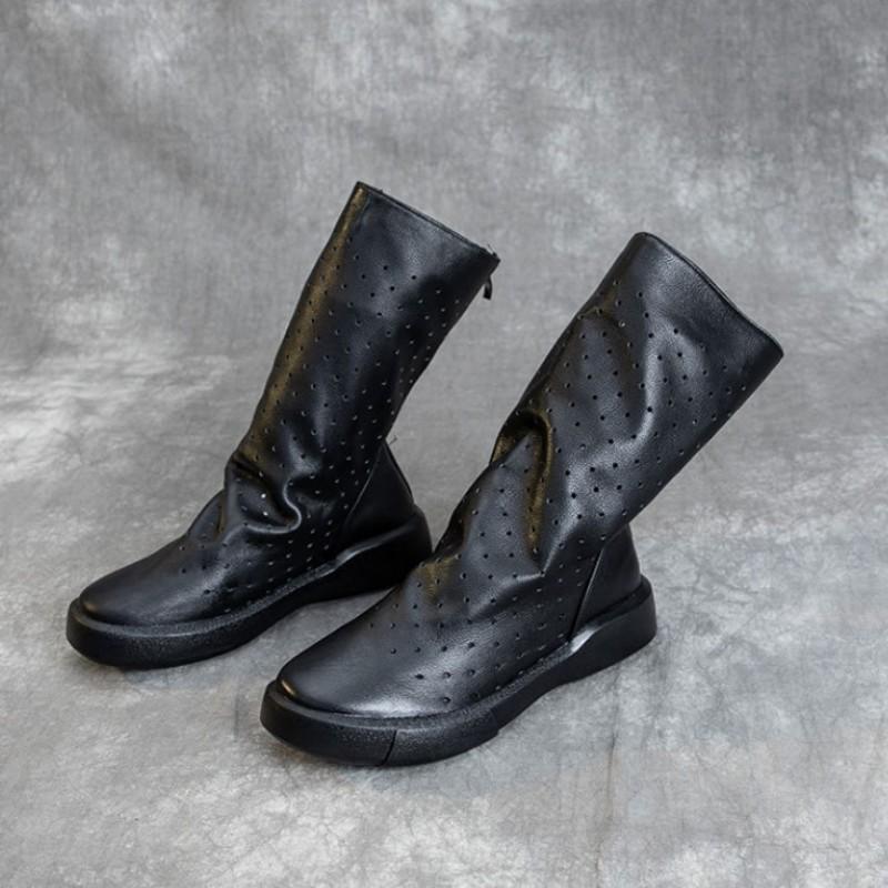 Calf Mid Fashion Women Boots Hollow Out Breathable Genuine Leather Shoes Vintage Casual Ladies Round Toe Thick Platform Boots
Calf Mid Fashion Women Boots Hollow Out Breathable Genuine Leather Shoes Vintage Casual Ladies Round Toe Thick Platform Boots