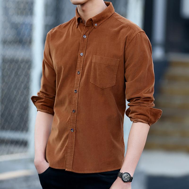 Men Spring Autumn Fashion Korea Style Vintage High Quality Corduroy Long Sleeve Turn Down Collar Solid Color Male Casual Shirts, Brown
Men Spring Autumn Fashion Korea Style Vintage High Quality Corduroy Long Sleeve Turn Down Collar Solid Color Male Casual Shirts, Brown