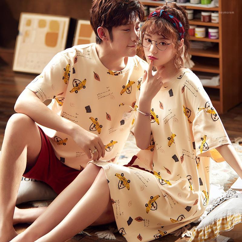 Couple pajamas set 2020 new summer men's and Couple pajamas set 2020 new summer men's and women's polyester 2-piece1