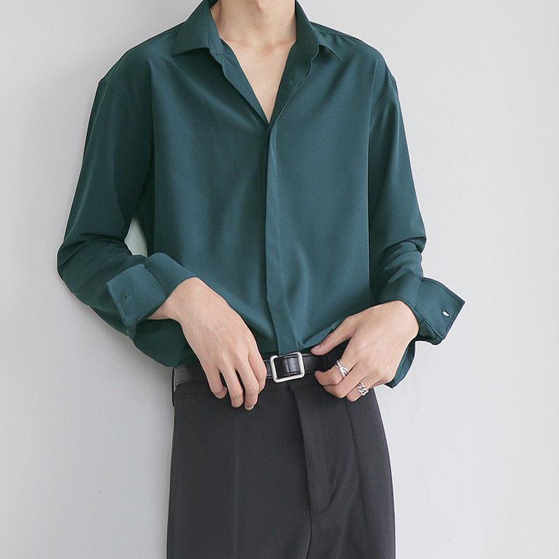 Men's Casual Shirts Harajuku Shirt Black Green White Button Up Men Drape Work Top Youth Trend Autumn Summer Fashion Clothing, White;black
Men's Casual Shirts Harajuku Shirt Black Green White Button Up Men Drape Work Top Youth Trend Autumn Summer Fashion Clothing, White;black