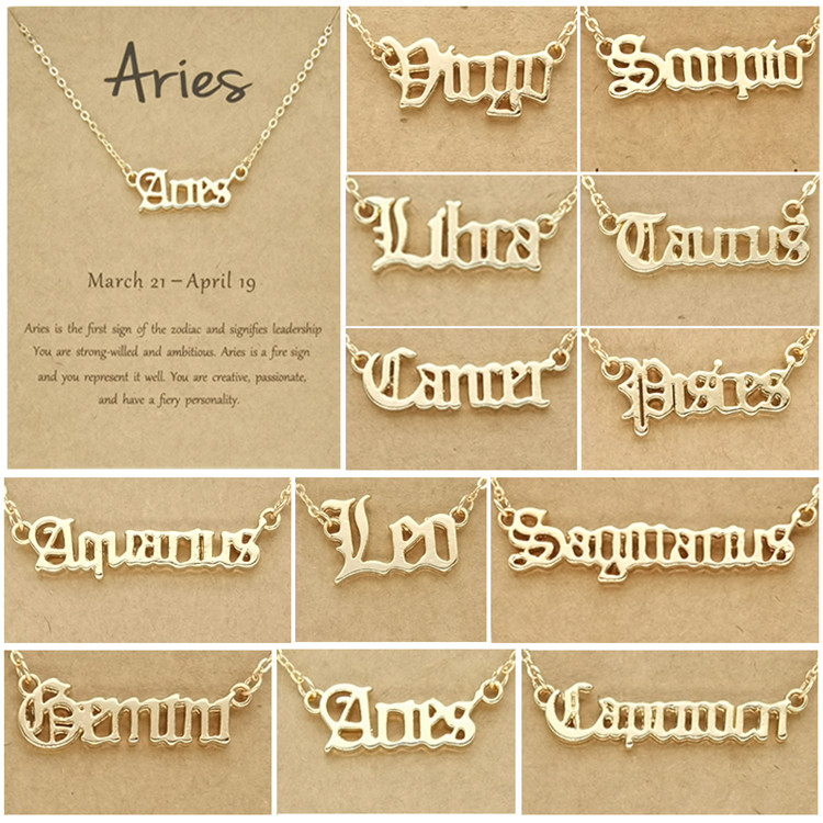 Personalize Jewelry Zodiac Sign Astrology Necklace Star Sign 12 Constellation Old English Letter Aries Charm Choker Necklaces Gift, Silver
Personalize Jewelry Zodiac Sign Astrology Necklace Star Sign 12 Constellation Old English Letter Aries Charm Choker Necklaces Gift, Silver