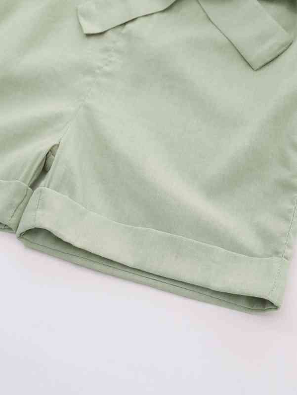 Baby Girl Half Button Belted Romper SHE