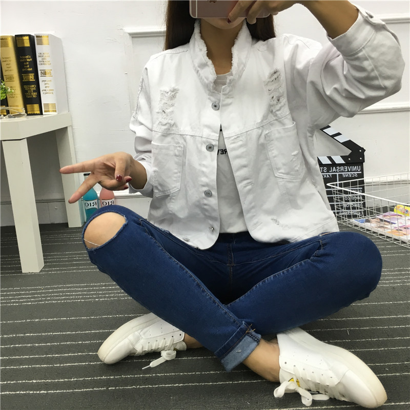 Demin jacket Women white Black Denim Jacket Spring Jeans Coat Casual Harajuku Streetwear Female Vintage Jeans Coat 201023
