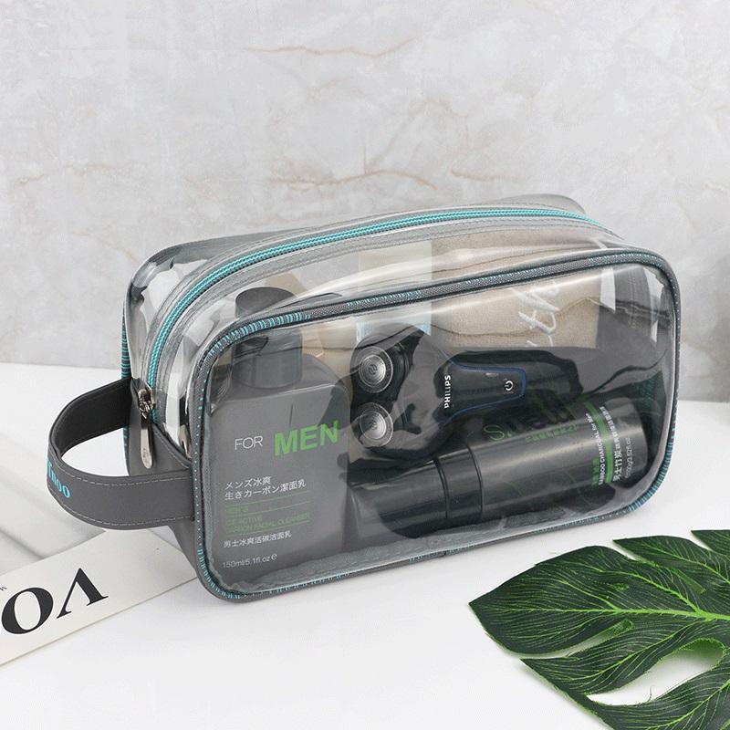 Transparent Cosmetic Bag Men Wash Bag Casual Travel Gym TPU Waterproof Make Up Organizer1, Black