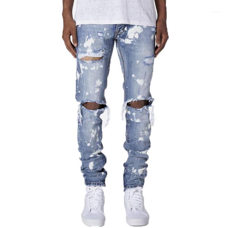 Men Paint Ripped Jeans Hollow Out Middle Waist Skinny Trousers with Pockets Casual Style Bottoms1, Blue
Men Paint Ripped Jeans Hollow Out Middle Waist Skinny Trousers with Pockets Casual Style Bottoms1, Blue