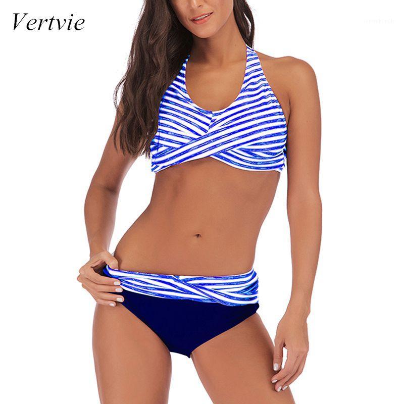 Vertvie 2020 Summer Women's Fashion Beach Two Pieces Swimwear Striped Bathing Suit Halter Plus Size Triangle Sexy Bikinis1
Vertvie 2020 Summer Women's Fashion Beach Two Pieces Swimwear Striped Bathing Suit Halter Plus Size Triangle Sexy Bikinis1