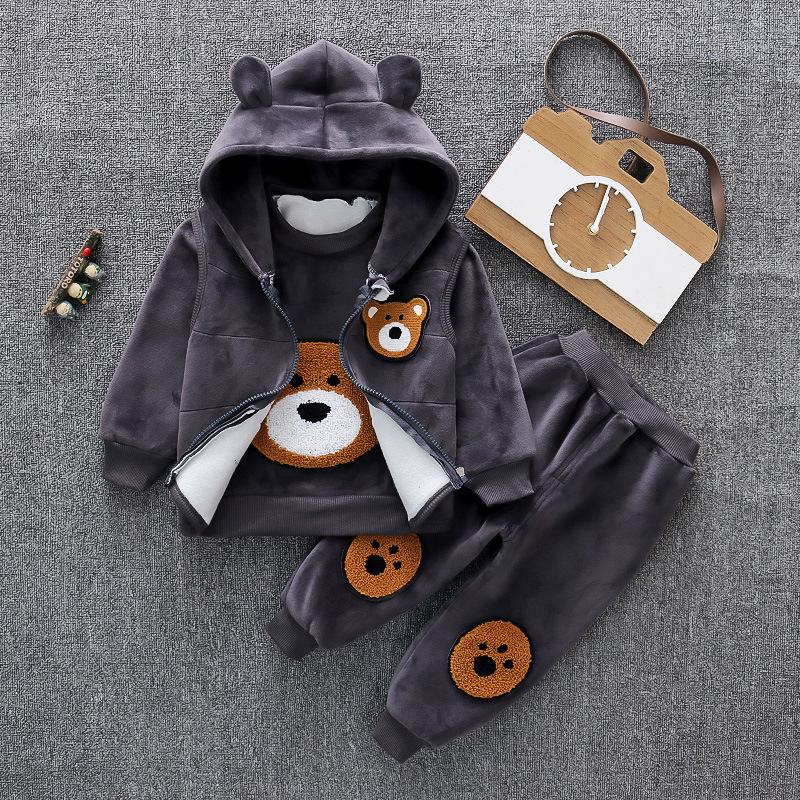 Boys Girls Christmas Clothing Set New Fashion Children Cotton Cartoon Vest+Top+Pant 3 Pcs Hooded Outfit Suit Kids Clothes SetsX1019