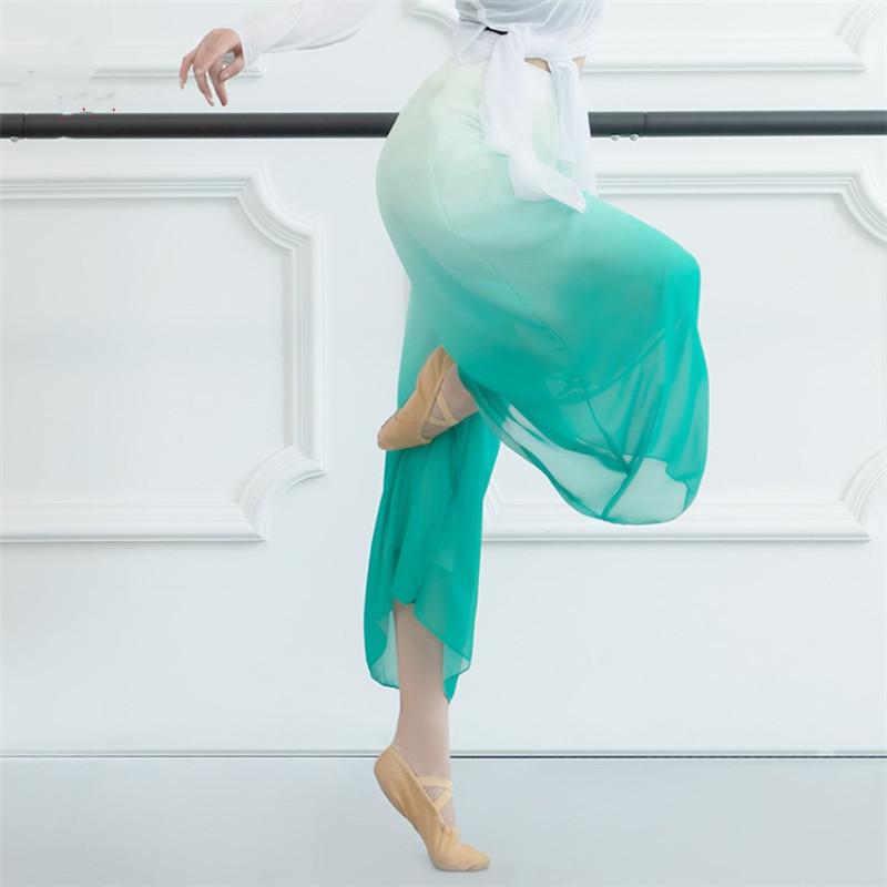 Stage Wear Wide Leg Dance Pants Women 2 Color Practice Dancer Loose Trouser Chiffon Double Layers Black Red
