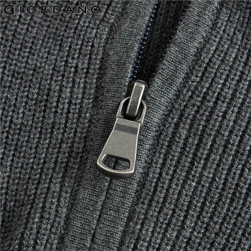 Giordano Men Sweaters Zippered Half Placket Mockneck Pullover Sweater 12 Needle Knitting Ribbed Cuffs Hem Sueter Hombre 01050805 201022
