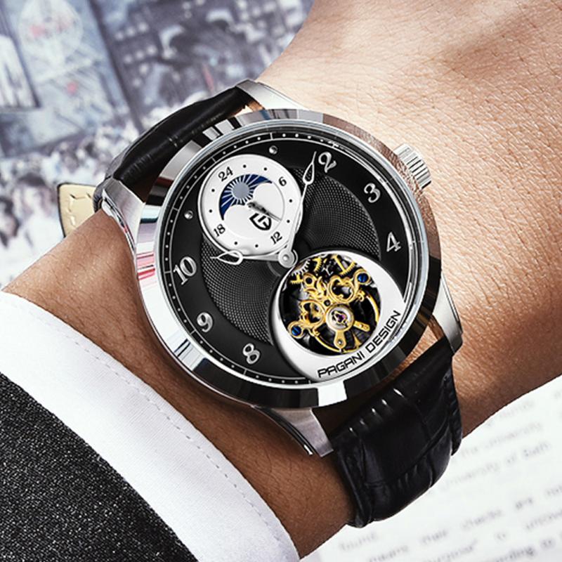 Wristwatches PAGANI DESIGN Fashion Men Mechanical Watch Luxury Sports Leather Tourbillon Automatic 100M Waterproof, Gold white
Wristwatches PAGANI DESIGN Fashion Men Mechanical Watch Luxury Sports Leather Tourbillon Automatic 100M Waterproof, Gold white