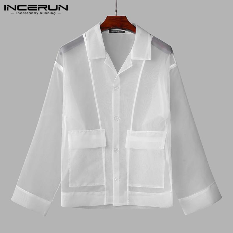 Fashion Men Mesh Shirt Lapel Long Sleeve Button Pockets Transparent Camisas Nightclub Party Chic Men Shirts Streetwear INCERUN, Black
Fashion Men Mesh Shirt Lapel Long Sleeve Button Pockets Transparent Camisas Nightclub Party Chic Men Shirts Streetwear INCERUN, Black