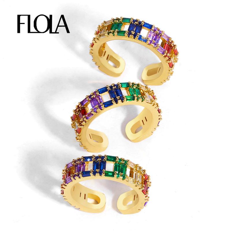 FLOLA Rainbow Cuff Rings for Women Gold Crystal Adjustable Rings With Stones CZ Zircon Eternity 24k Gold Jewelry arcoiris rigj24
FLOLA Rainbow Cuff Rings for Women Gold Crystal Adjustable Rings With Stones CZ Zircon Eternity 24k Gold Jewelry arcoiris rigj24