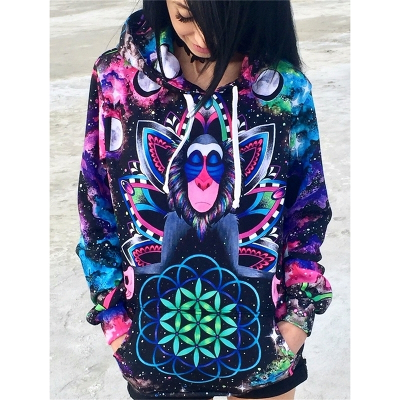 New Arrivals Fashion 3D Print Kawaii Sweatshirt Femmes Sweatshirts Hoodies Women Youth Female Pockets Creative Plus Size 201209