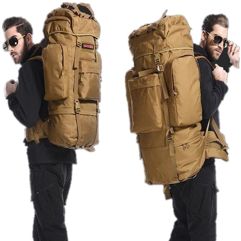 New 100L Outdoor Bag Camouflage Backpack Tactical Bags Waterproof Mulitifunctional Luggage Hiking Travel Big Duffel Bag, Rain cover