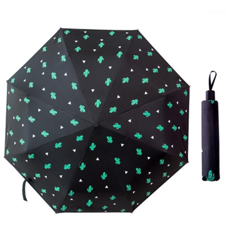 Popular Printing Umbrella Rain Women Anti-UV sunny rainy Three Folding parasol Travel Windproof Umbrella For Men Children's DHGK1, White pineapple