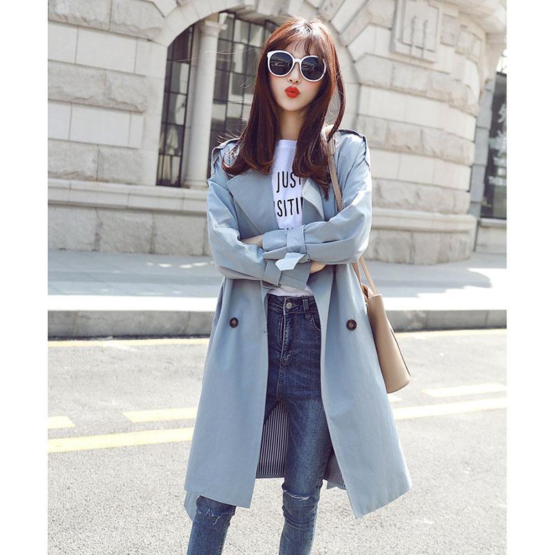 Windbreaker female long section 2020 spring Korean version of the wild loose thin popular female coat A450, Khaki
Windbreaker female long section 2020 spring Korean version of the wild loose thin popular female coat A450, Khaki