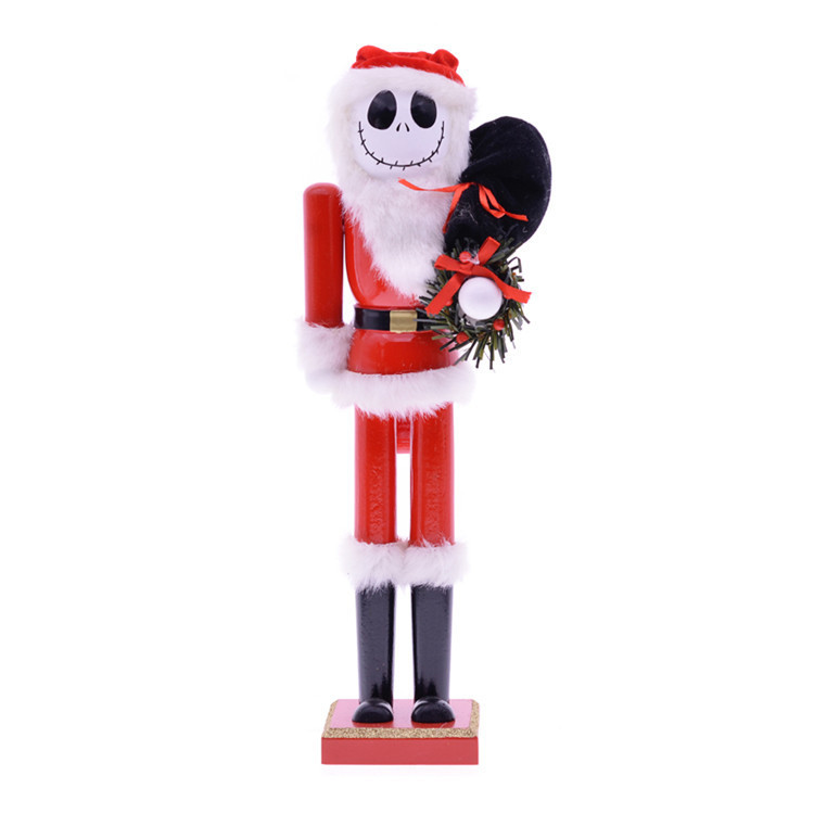 MYBLUE 35cm Vintage Wooden Skull Statue Nutcracker Sculpture Figurine Christmas Doll Ornaments Home Room Decoration Accessories LJ200903