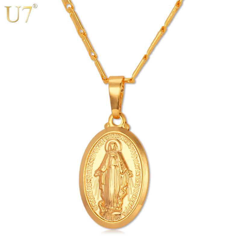 U7 Tiny Virgin Mary Necklace Pendant Christmas Gift Silver/Gold Color Christlicher Cross Medallion Women Christian Jewelry P357
U7 Tiny Virgin Mary Necklace Pendant Christmas Gift Silver/Gold Color Christlicher Cross Medallion Women Christian Jewelry P357