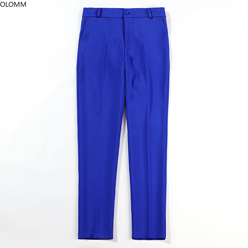 Suit female 2019 spring new women's solid color self-cultivation professional blue suit jacket fashion pants interview set T200818