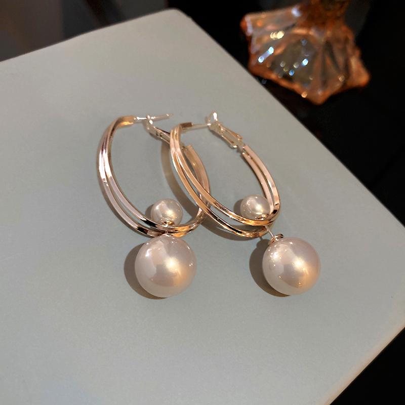 Hoop & Huggie Trendy 14K Real Gold Big Pearl Earrings For Women Korean Fashion Geometry Jewelry S925 Silver Needle Wedding Party Gift, Golden;silver
Hoop & Huggie Trendy 14K Real Gold Big Pearl Earrings For Women Korean Fashion Geometry Jewelry S925 Silver Needle Wedding Party Gift, Golden;silver